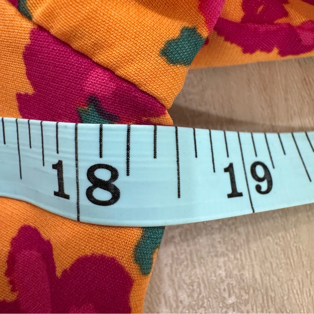 EUC Ivy City Co Bright Orange Pink Floral Pleated Dress Knee Length Women's 8 - Picture 11 of 14